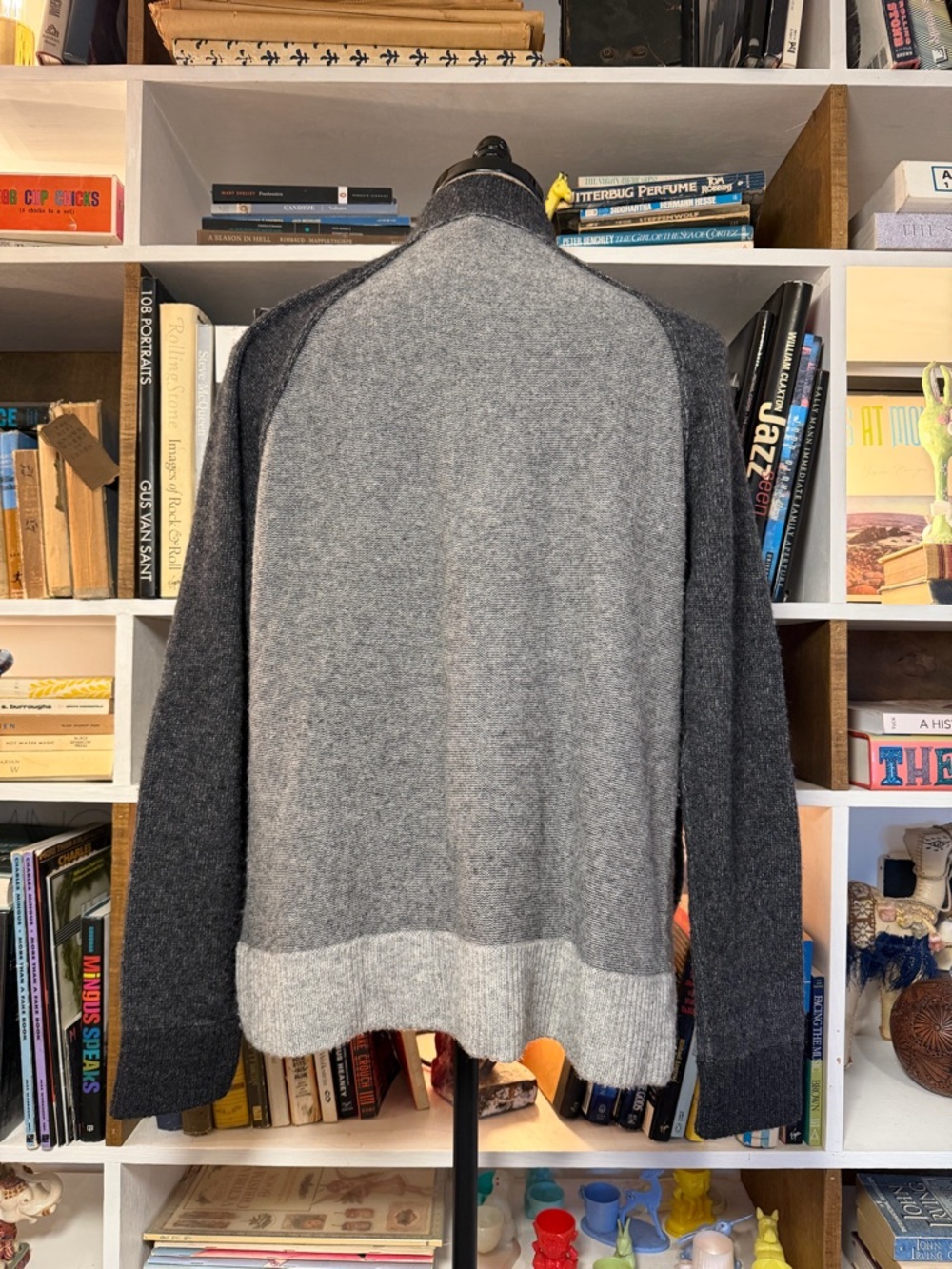 James Perse Two-Tone Gray Full-Zip Sweater Jacket - Picture 3 of 6